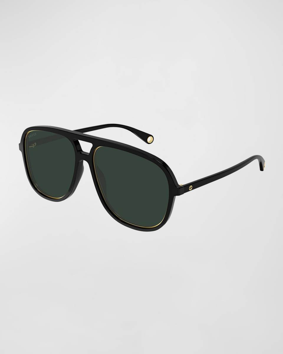 Acetate & Metal Aviator Sunglasses